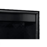Black metal tool box crossover corner showing durable gloss black finish and aluminum build