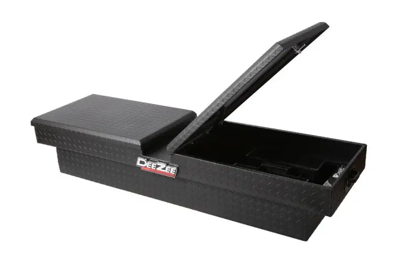 Tool Box Crossover Standard; Gull Wing; Diamond Tread; Black Textured Powder Coated Aluminum; 69-3/4 Inch Length x 20