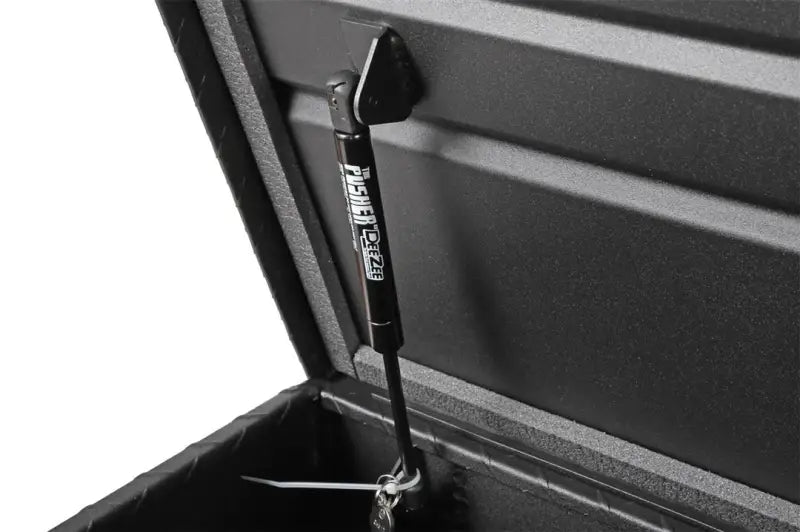 Tool Box Crossover Standard; Gull Wing; Diamond Tread; Black Textured Powder Coated Aluminum; 69-3/4 Inch Length x 20