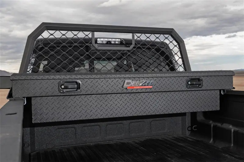 Tool Box Crossover Standard; Single Lid; Diamond Tread; Black Textured Powder Coated Aluminum; 69-3/4 Inch Length x 20