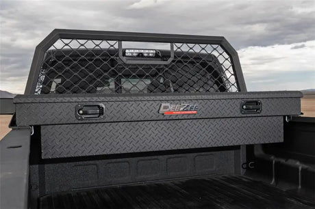 Tool Box Crossover Standard; Single Lid; Diamond Tread; Black Textured Powder Coated Aluminum; 69-3/4 Inch Length x 20