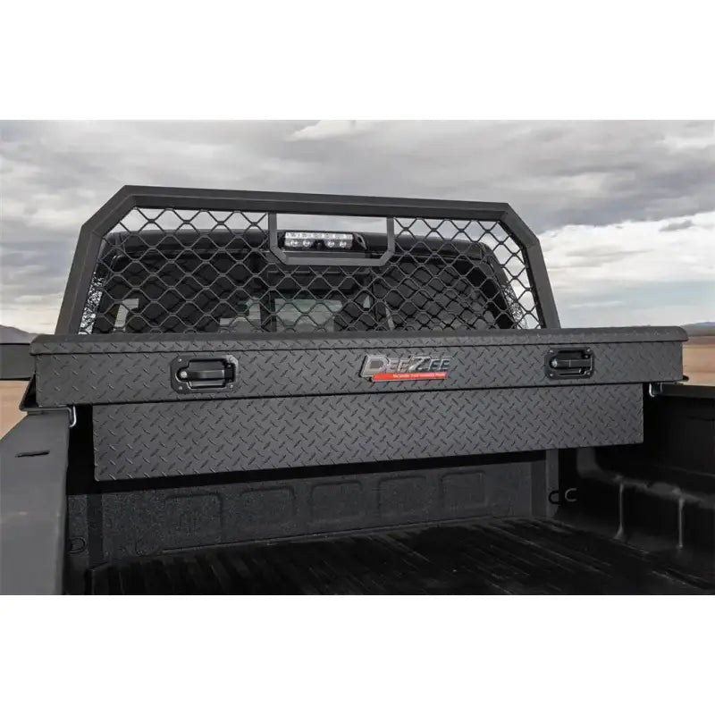 Tool Box Crossover Standard; Single Lid; Diamond Tread; Black Textured Powder Coated Aluminum; 69-3/4 Inch Length x 20