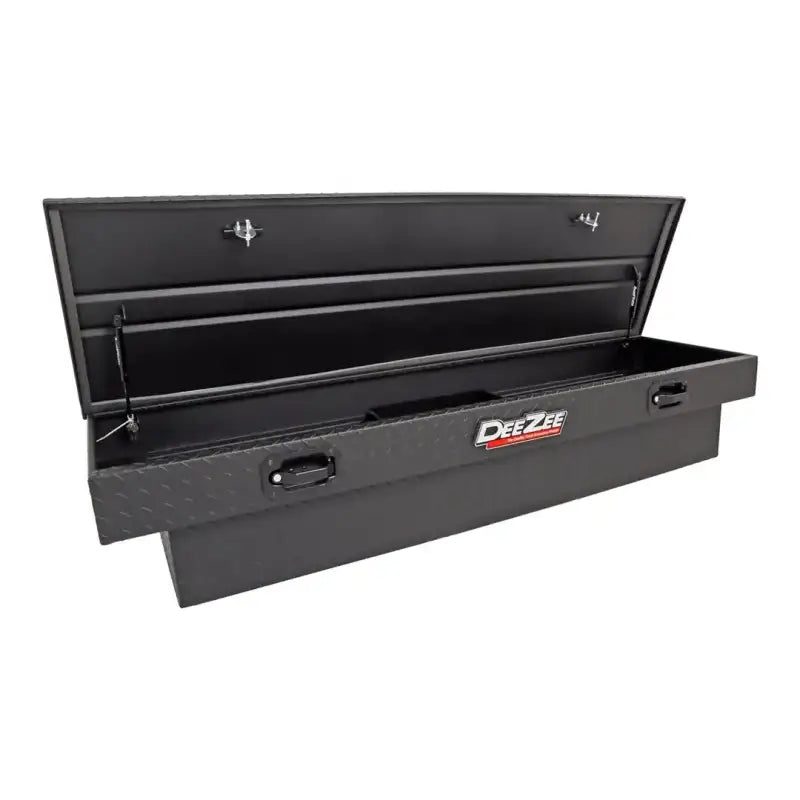 Tool Box Crossover Standard; Single Lid; Diamond Tread; Black Textured Powder Coated Aluminum; 69-3/4 Inch Length x 20