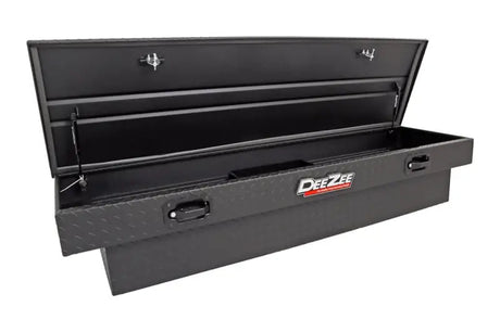 Tool Box Crossover Standard; Single Lid; Diamond Tread; Black Textured Powder Coated Aluminum; 69-3/4 Inch Length x 20