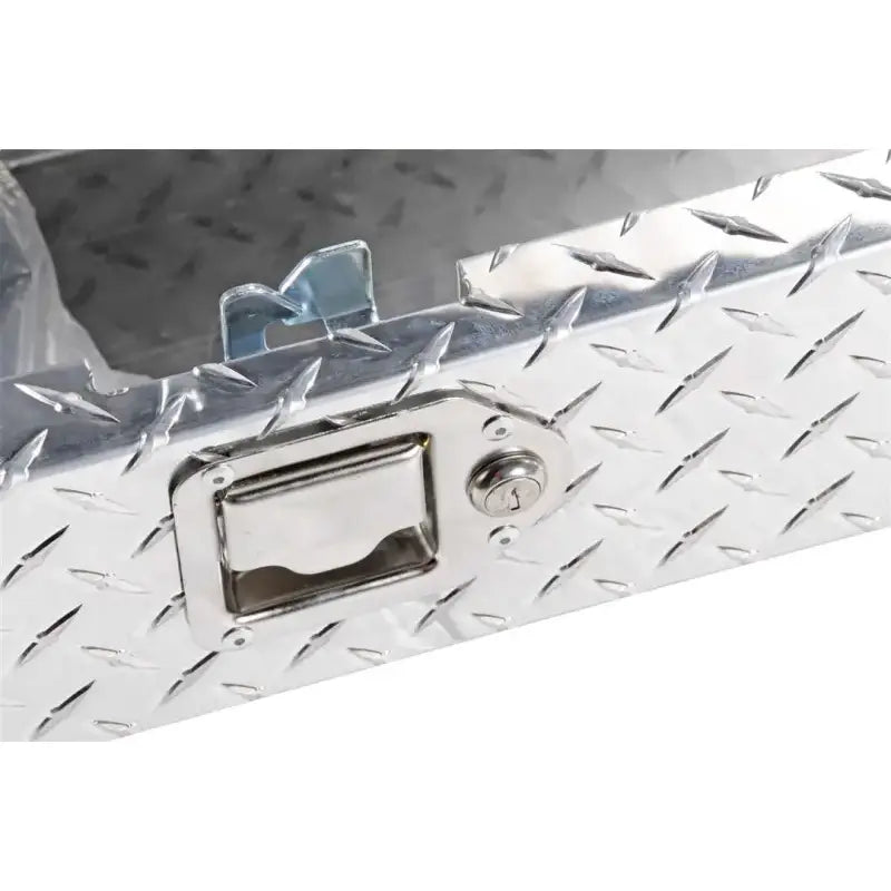 Tool Box Side Mount; Single Lid; Diamond Tread; Silver; Aluminum; 48 Inch Length x 12.75 Width 10 Height; 3 Cubic Foot