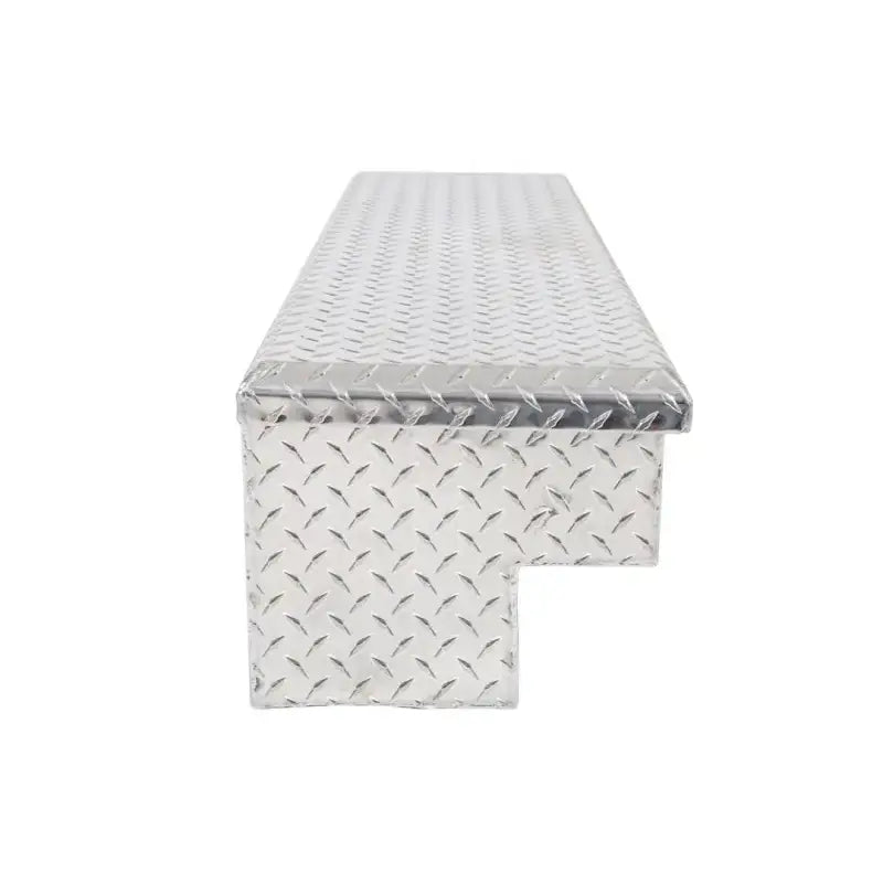 Tool Box Side Mount; Single Lid; Diamond Tread; Silver; Aluminum; 48 Inch Length x 12.75 Width 10 Height; 3 Cubic Foot