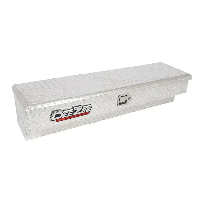 Tool Box Side Mount; Single Lid; Diamond Tread; Silver; Aluminum; 48 Inch Length x 12.75 Width 10 Height; 3 Cubic Foot