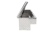 Tool Box Side Mount; Single Lid; Diamond Tread; Silver; Aluminum; 48 Inch Length x 12.75 Width 10 Height; 3 Cubic Foot