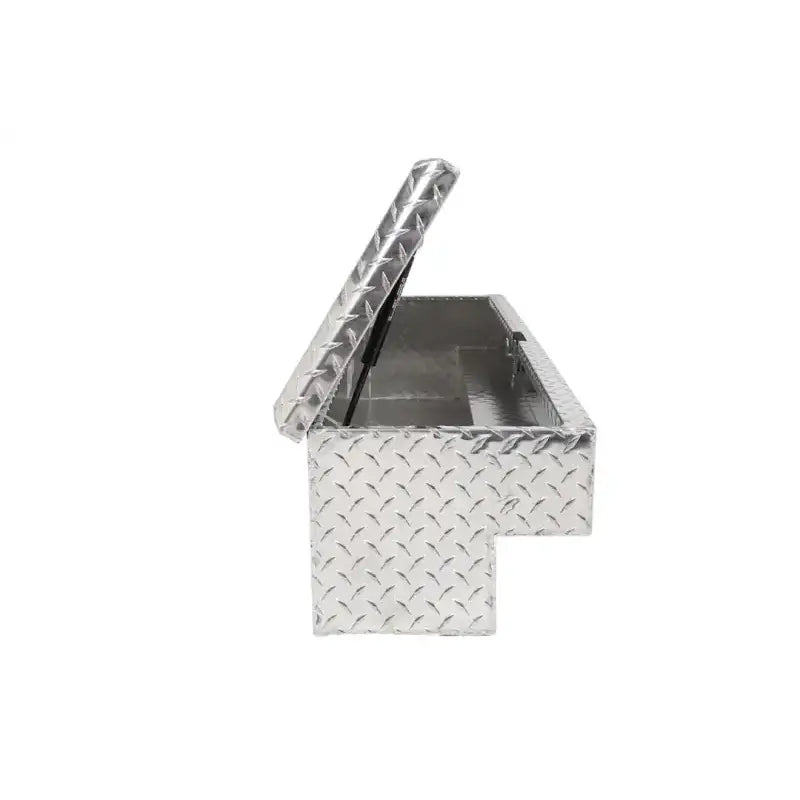 Tool Box Side Mount; Single Lid; Diamond Tread; Silver; Aluminum; 48 Inch Length x 12.75 Width 10 Height; 3 Cubic Foot