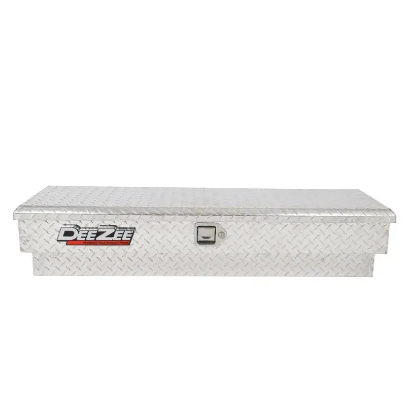 Tool Box Side Mount; Single Lid; Diamond Tread; Silver; Aluminum; 48 Inch Length x 12.75 Width 10 Height; 3 Cubic Foot