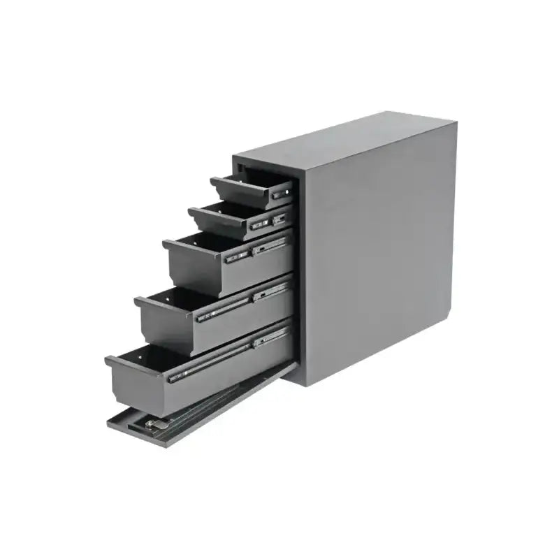 Tool Box Wheel Well With 5 Drawers; Smooth; Black Powder Coated Steel; 20.5 Inch Length x 8.5 Width 18.88 Height; 1.9