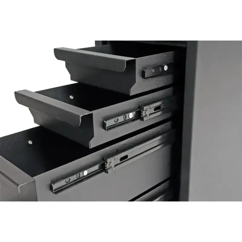 Tool Box Wheel Well With 5 Drawers; Smooth; Black Powder Coated Steel; 20.5 Inch Length x 8.5 Width 18.88 Height; 1.9