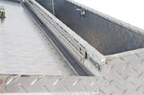 Tool Box Wheel Well; Single Lid; Diamond Tread; Silver; Aluminum; 37 Inch Top Length/ 14 Bottom Length x 7.75 Width