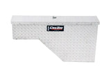 Tool Box Wheel Well; Single Lid; Diamond Tread; Silver; Aluminum; 37 Inch Top Length/ 14 Bottom Length x 7.75 Width