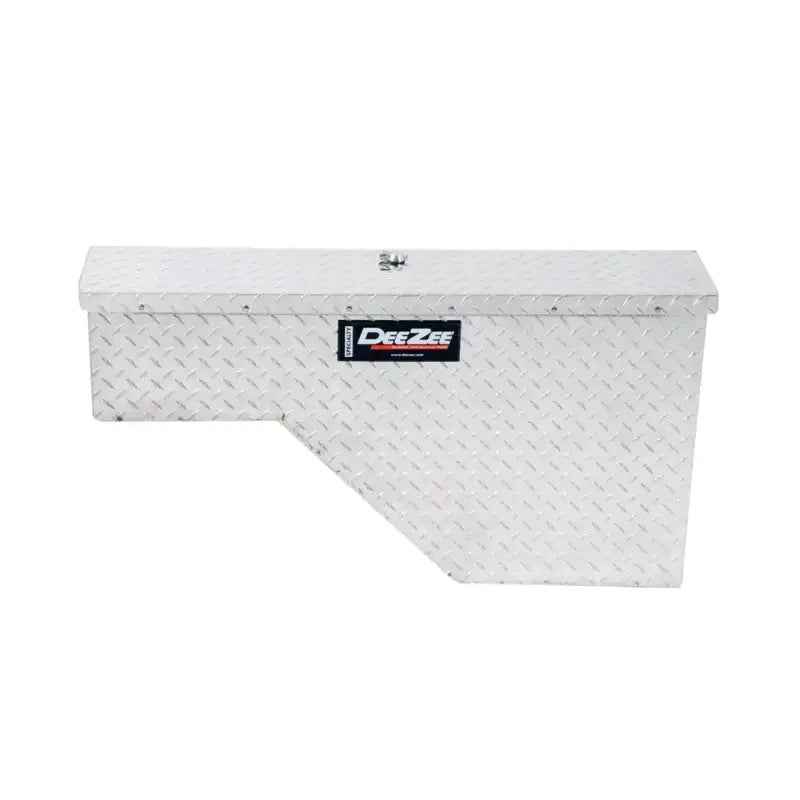 Tool Box Wheel Well; Single Lid; Diamond Tread; Silver; Aluminum; 37 Inch Top Length/ 14 Bottom Length x 7.75 Width