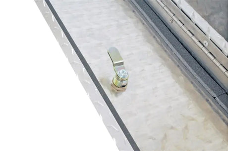 Tool Box Wheel Well; Single Lid; Diamond Tread; Silver; Aluminum; 37 Inch Top Length/ 14 Bottom Length x 7.75 Width