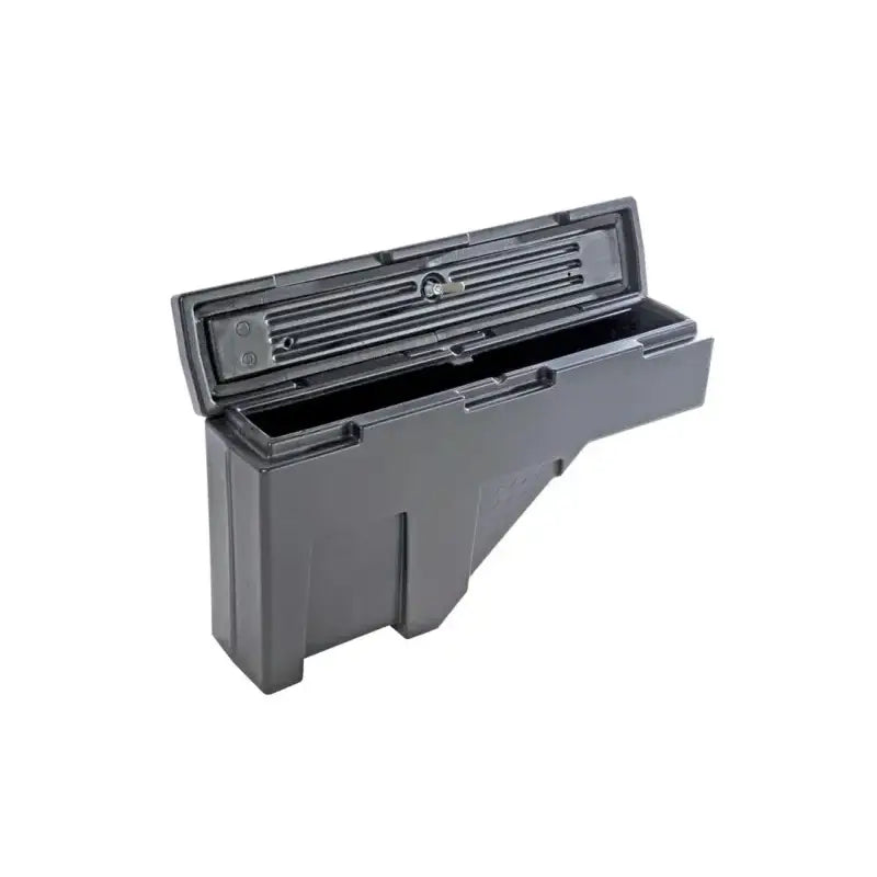 Tool Box Wheel Well; Single Reversible Lid; Black; Polyethylene; 37 Inch Top Length/ 14 Bottom Length x 7.75 Width 19.5