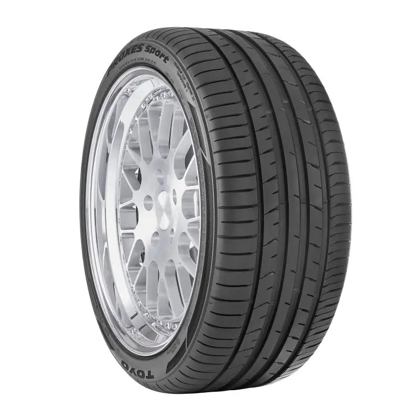 Car tire with silver rim showcasing Toyo Proxes Sport Tire 255/40ZR20 101Y