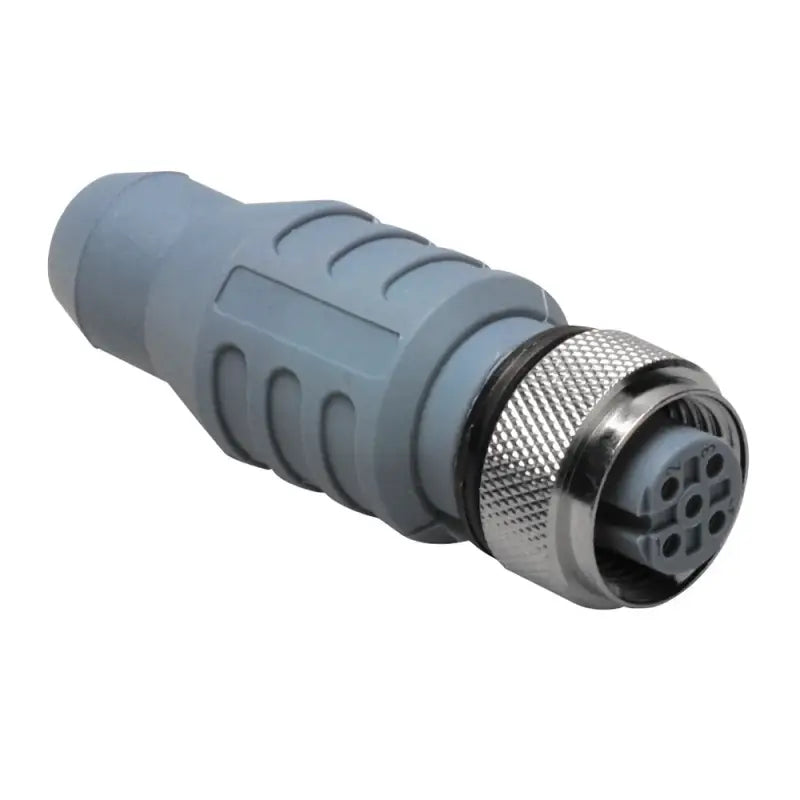 Gray and silver circular connector for Maretron termination resistor micro female connection
