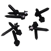 Black hex-head self-tapping screws with washers for track tire traction applications