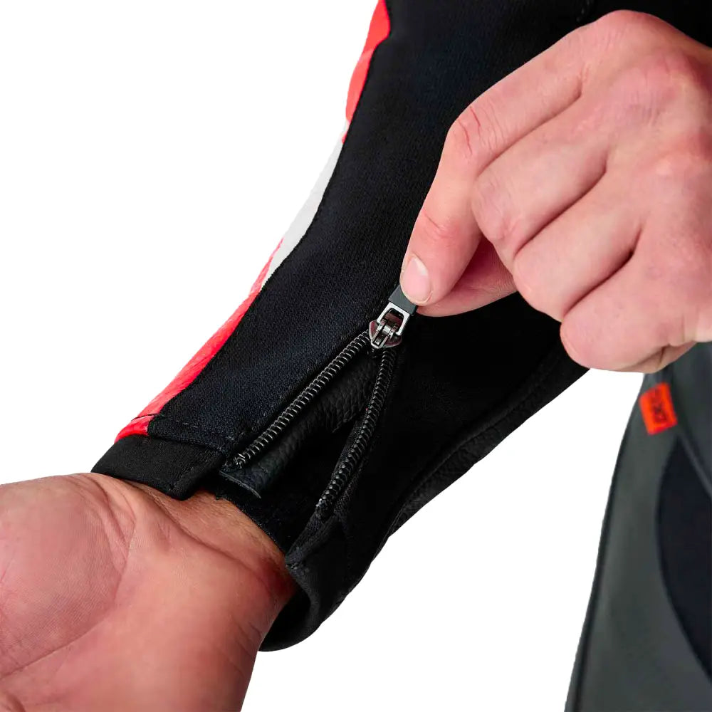 Tractech Evo D3o Jacket Blk/Flo Red Leather 2x