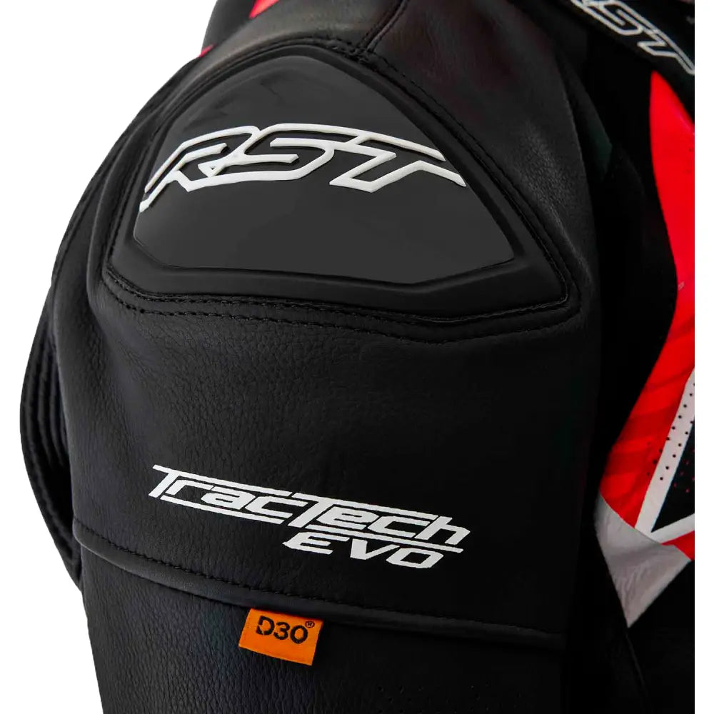 Tractech Evo D3o Jacket Blk/Flo Red Leather 3x