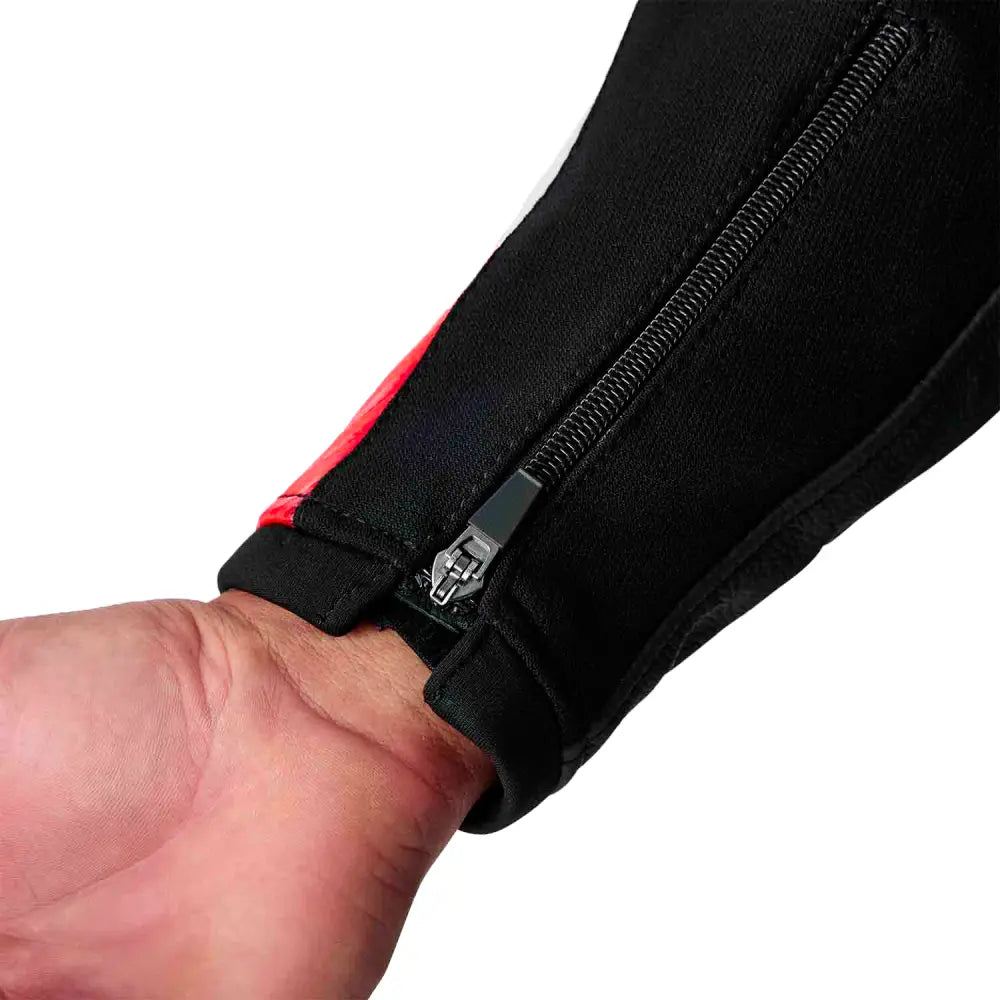 Tractech Evo D3o Jacket Blk/Flo Red Leather Lg