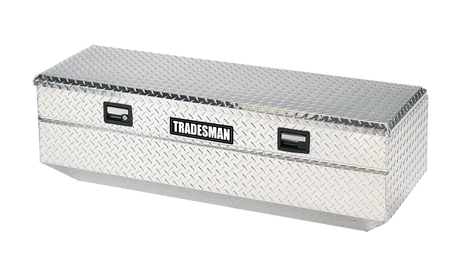 Silver diamond-plated tradesman aluminum flush mount tool box for trucks