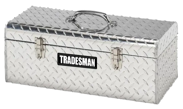 Silver metal tradesman aluminum handheld tool box 24in for easy storage