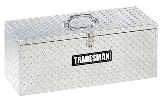 Silver tradesman aluminum handheld tool box for easy storage and transport