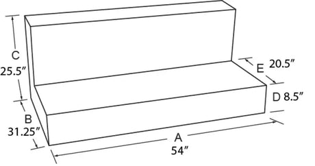 Two-tiered bench with dimensions for Tradesman Aluminum Liquid Storage Tank Brite