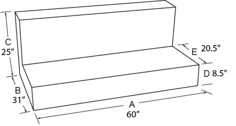 Two-tiered bench with dimensions for Tradesman Steel L-Shape Liquid Storage Tank Black