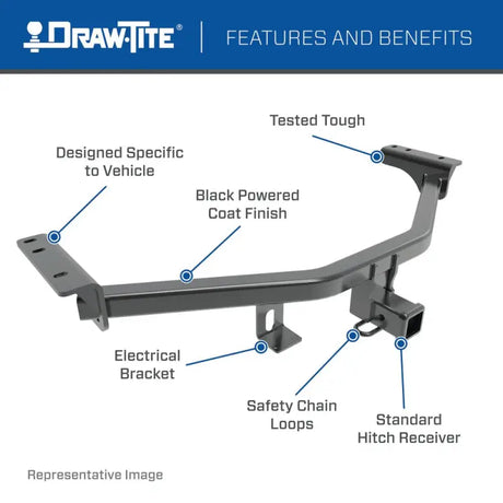 Trailer Hitch Rear Class III; Square Tube Welded; 2 Inch Receiver; 5000 Pound Weight Carrying Capacity/750 Tongue