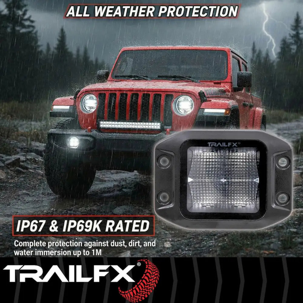 Trailfx Limited Lifetime Warranty Driving/ Fog Light 2X2FMBKF1 - 2X2 Pod 4X5W FL BK Sgl Flush Mount