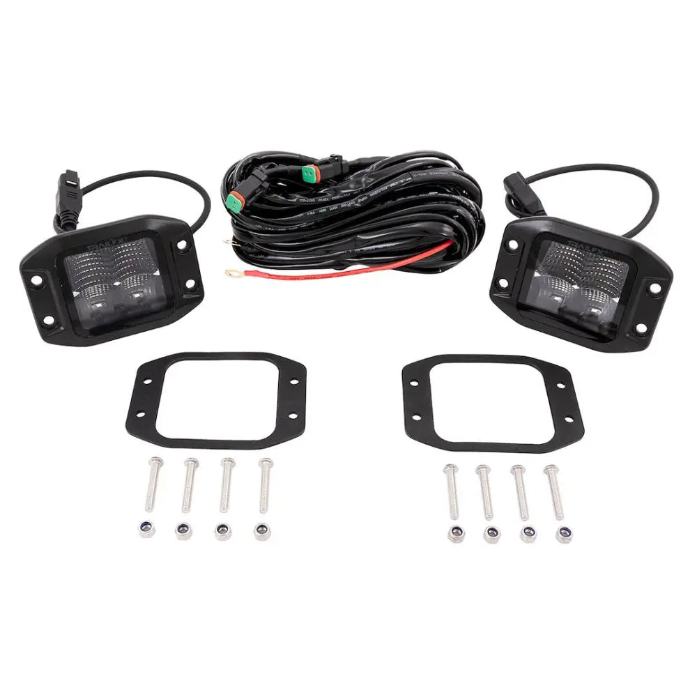 Trailfx Limited Lifetime Warranty Driving/ Fog Light 2X2FMBKF2 - 2X2 Pod 4X5W FL BK PR Flush Mount