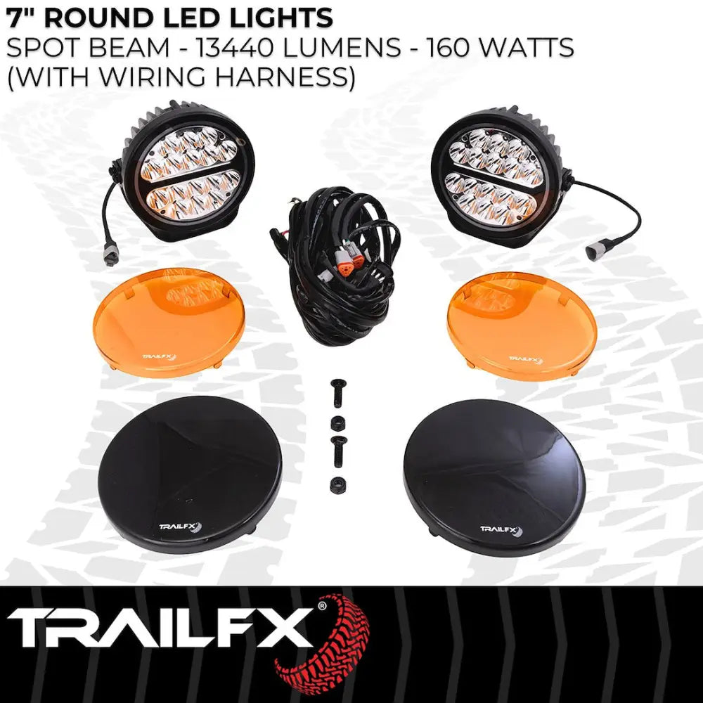 Trailfx Limited Lifetime Warranty Driving/ Fog Light 7RNDS2 - 7IN Rnd 16X5W SP PR BK Ambr CV