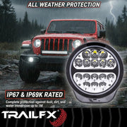 Trailfx Limited Lifetime Warranty Driving/ Fog Light 7RNDS2 - 7IN Rnd 16X5W SP PR BK Ambr CV