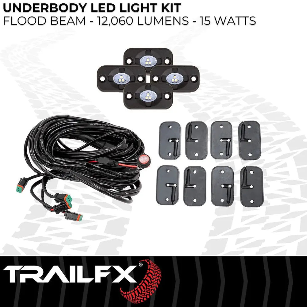 Trailfx Limited Lifetime Warranty Underbody Light Kit Rockkitf4 - White Rock Lights 3X5W Flood 4PC