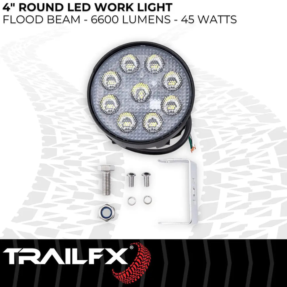 Trailfx Limited Lifetime Warranty Work Light 4Rndwlamf1 - White 4IN Rnd 9X5W FL Sgl Ambr Flsh