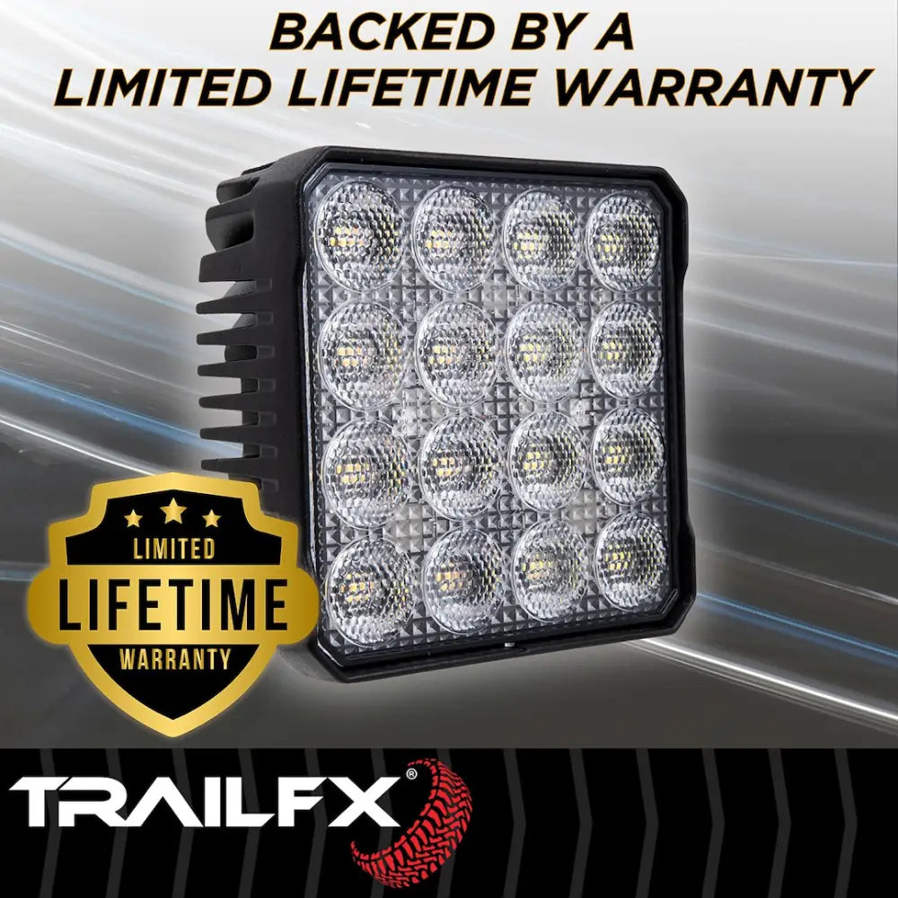 Trailfx Limited Lifetime Warranty Work Light 4X4Wlamf1 - White 4X4 Sqr 16X5W FL Sgl Ambr Fls