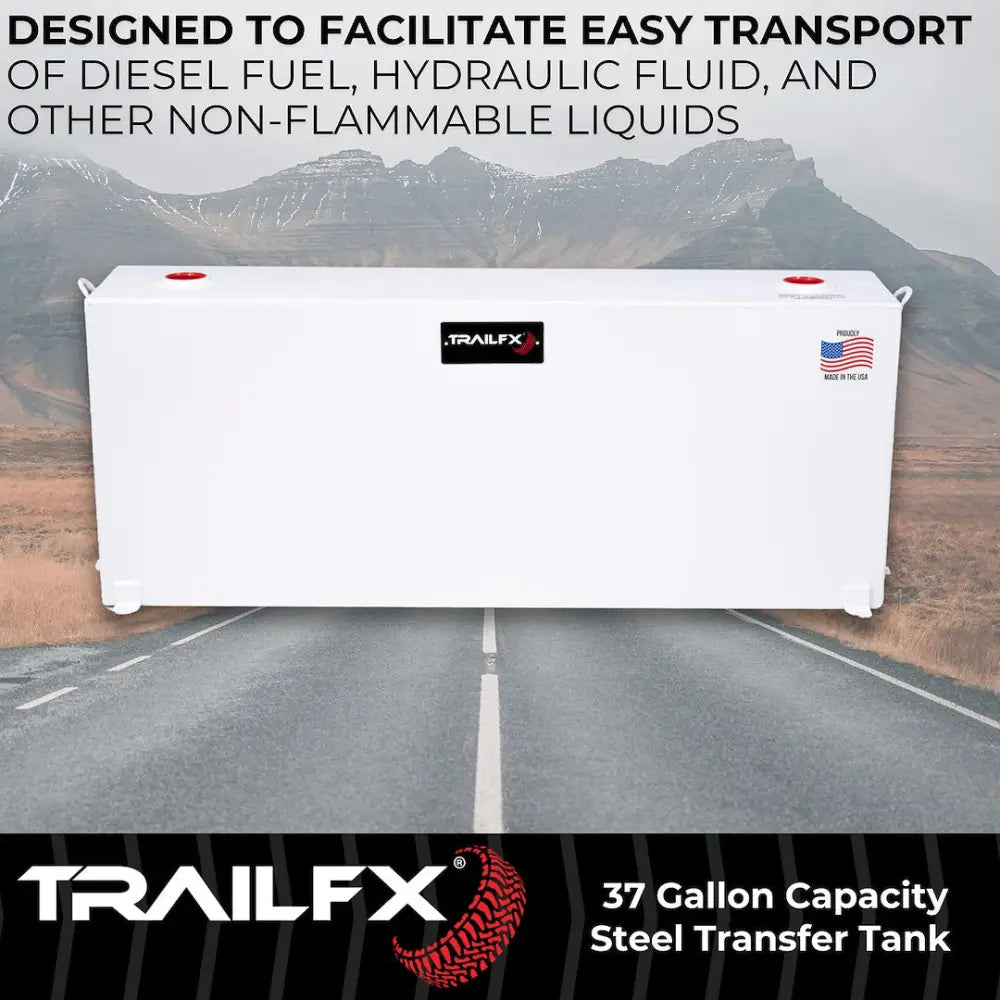 Trailfx Made In The USA Liquid Transfer Tank 21040SW - White 37 Gal Steel Rectangle
