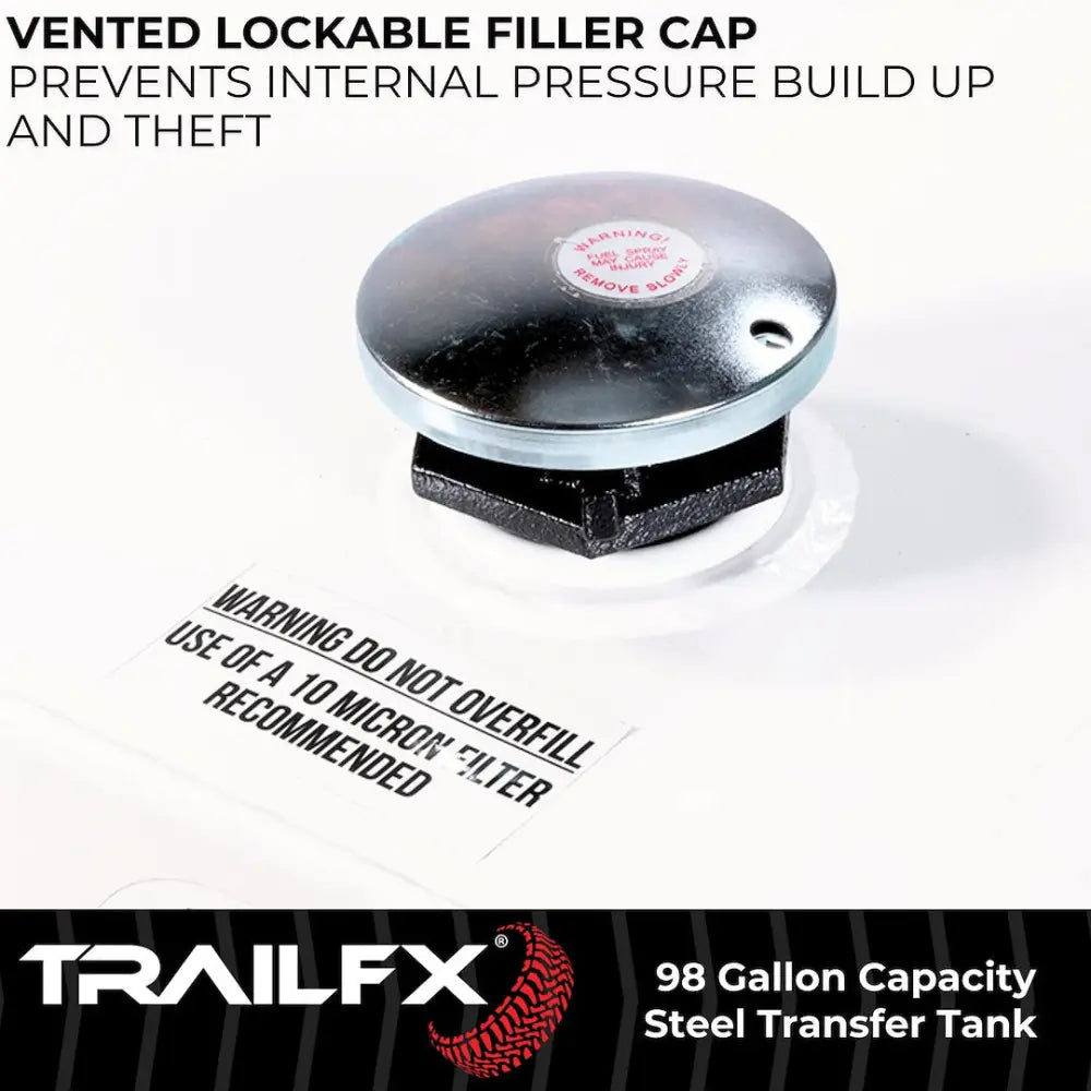 Trailfx Made In The USA Liquid Transfer Tank 21098SW - White 98 Gal Steel Rectangle