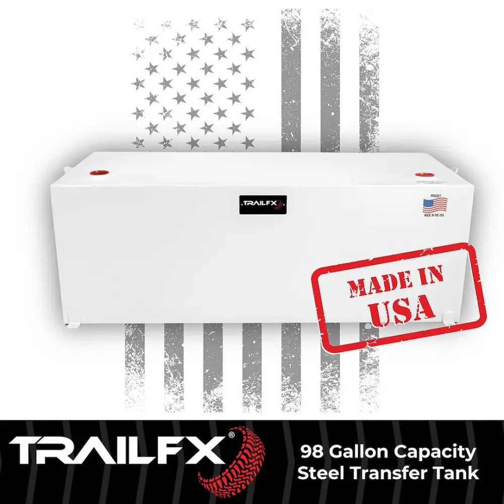 Trailfx Made In The USA Liquid Transfer Tank 21098SW - White 98 Gal Steel Rectangle
