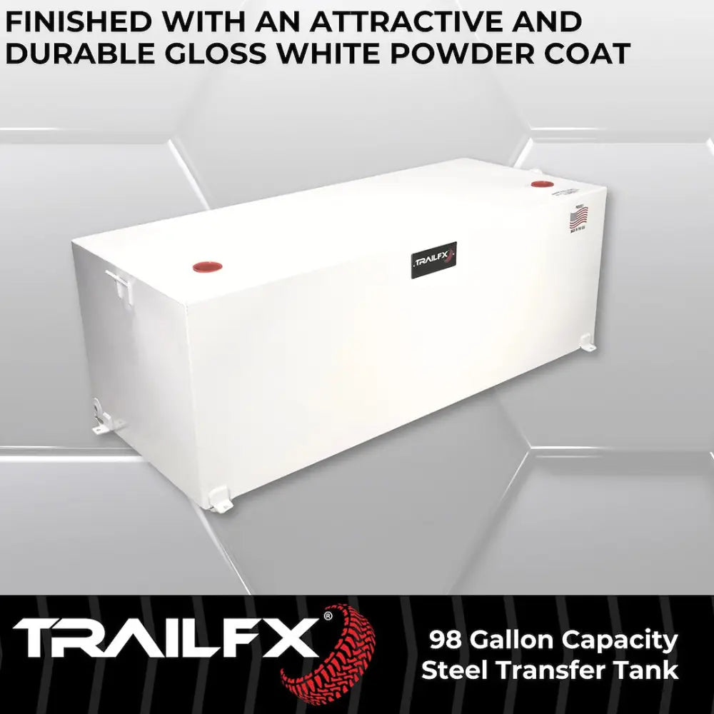 Trailfx Made In The USA Liquid Transfer Tank 21098SW - White 98 Gal Steel Rectangle