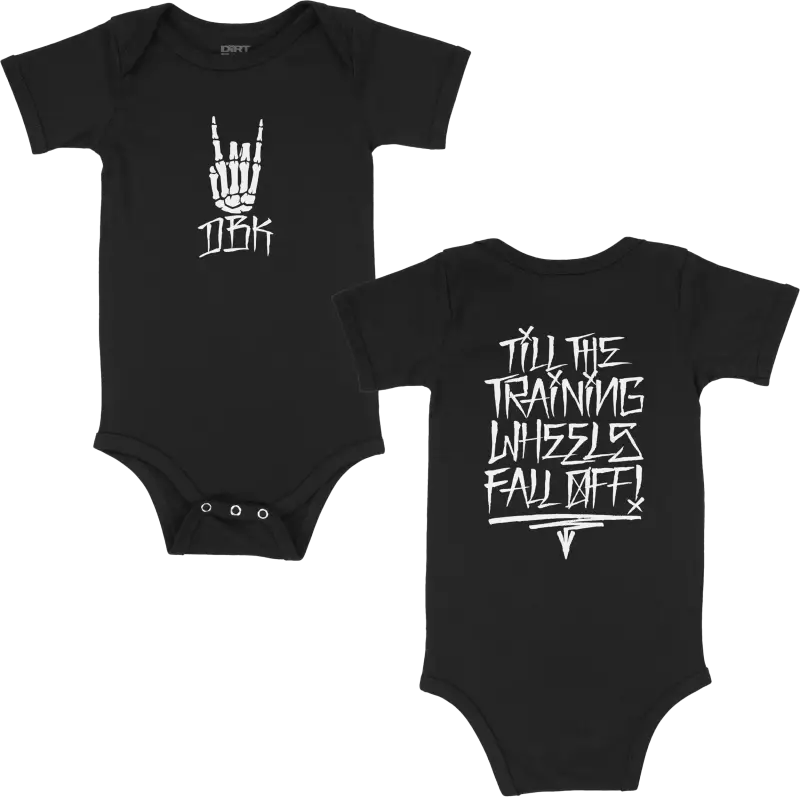 Training Wheels Onesie Black 12 Month - DBK