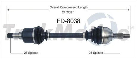 Trakmotive FD-8038 New Cv Axle - CV Shaft