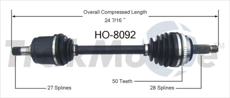 HO-8092 CV Axle Shaft