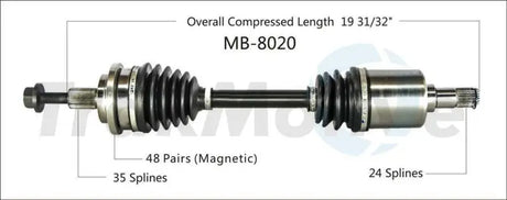 Trakmotive MB-8020 New Cv Axle 