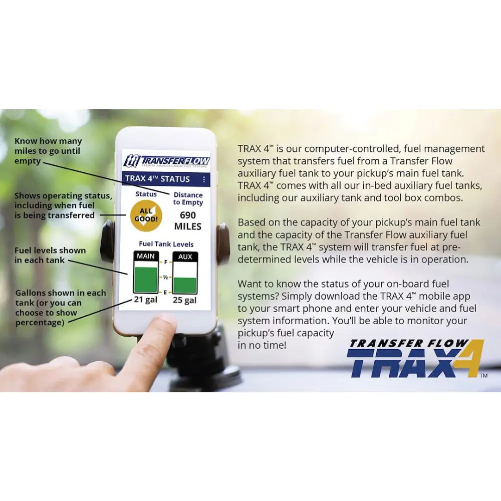 Transfer FLW Baffled To Prevent Fuel Sloshing Auxiliary Fuel Tank 0800116637 - 40-GAL Aux Trax3 System