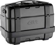 Black motorcycle side case from TRK46BA Trekker Series for adventure touring bikes